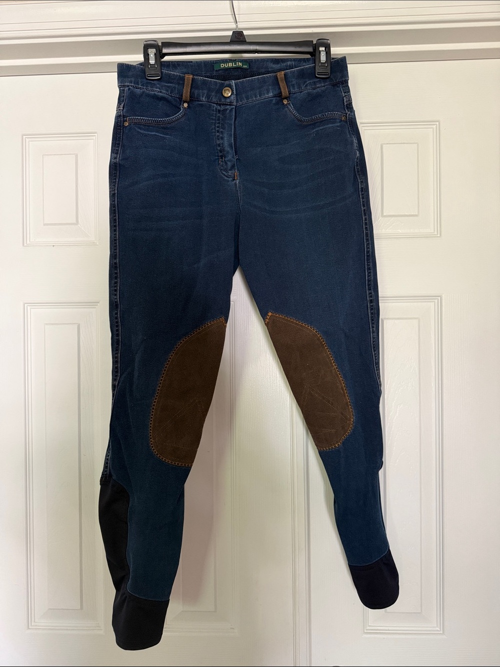 Dublin Women's Navy Riding Jeans with Brown Knee Patches